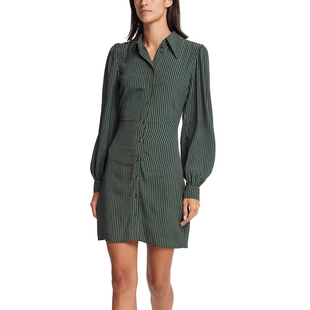 Ganni Shirt Dress with Balloon Sleeves